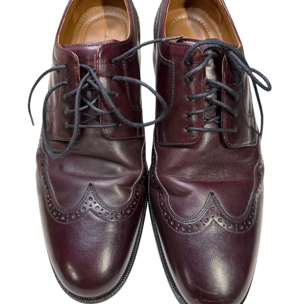 Johnston Murphy shoe 10.5 Mens Burgundy Leather Wingtip Brogue Oxford
